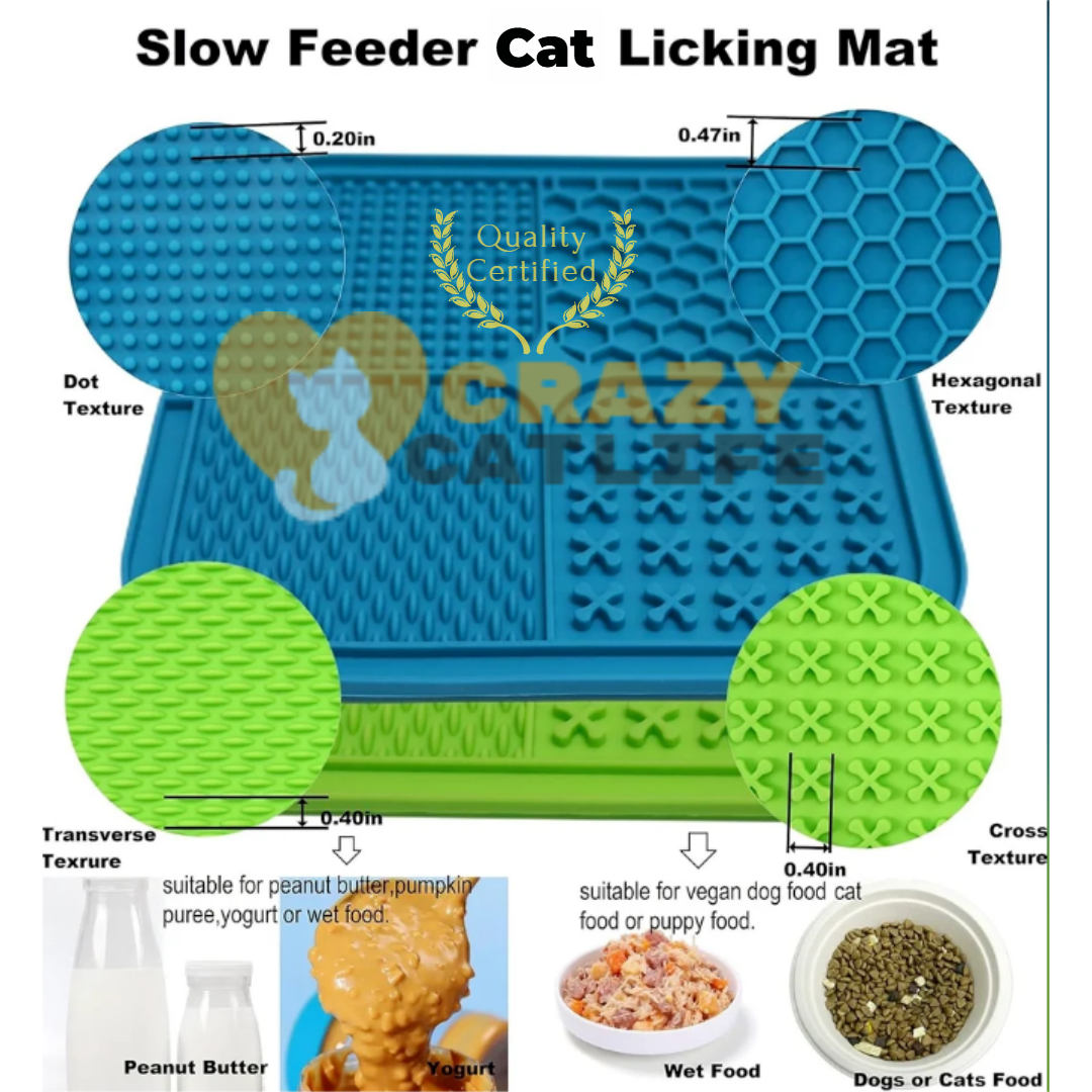 Cat & Dog Slow Feeder Licking Mat – Food-Grade Silicone, Suction